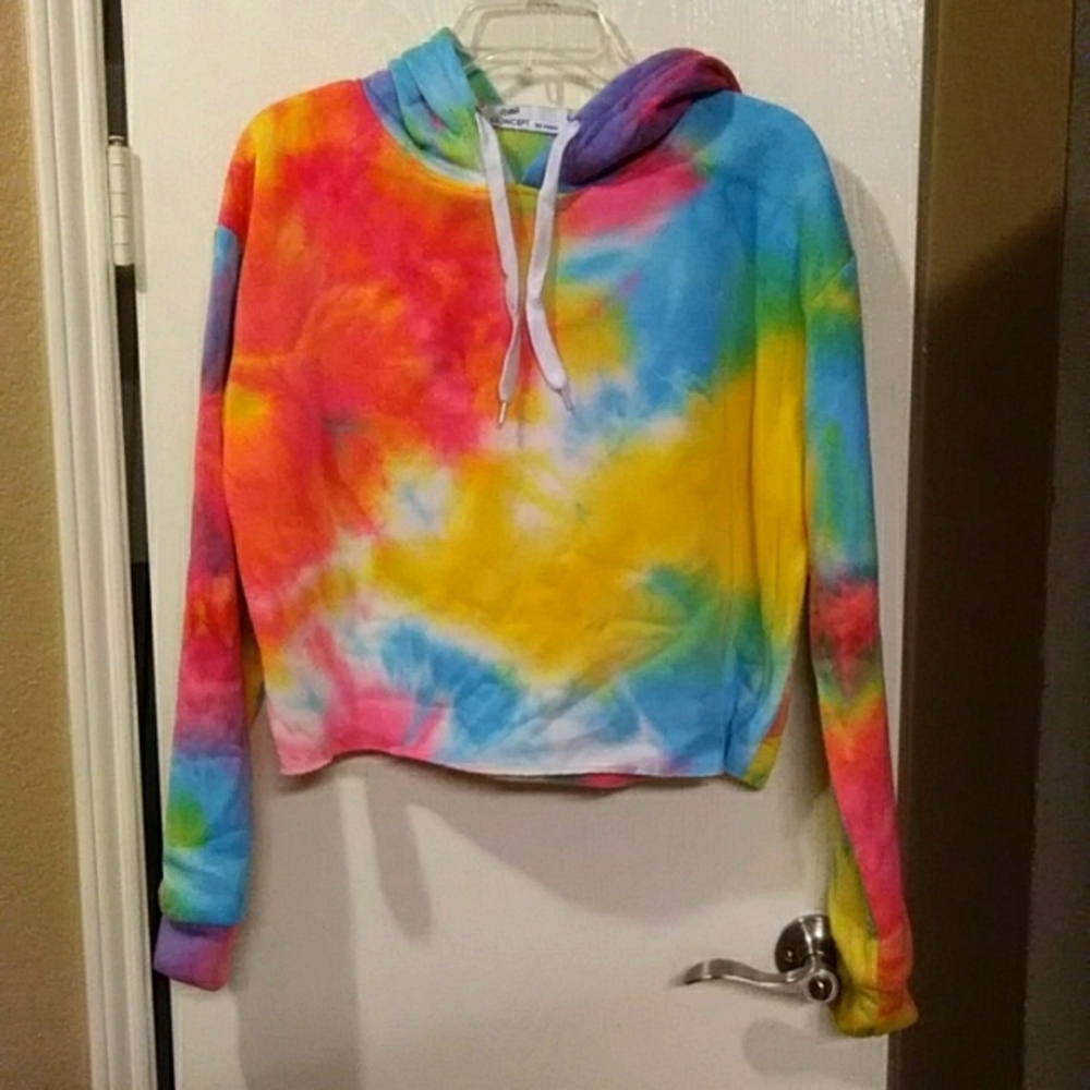 Roma Concept Tie Dye Cropped Hoodie